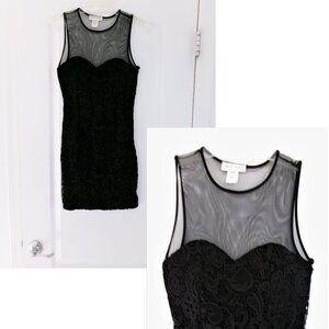 LoveCrazy Black Illusion Mesh & Lace Sleeveless Mini Sexy Dress S / XS Stretchy